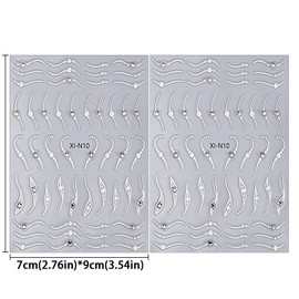 French Lace Nail Stickers Wave Curve Stripes Lines French Tips Nail Sticker Crystal Line French Nail Sticker Rhinestones French Tip Nail Sticker Nail Design Nail Accessories Nail Art
