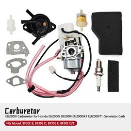 EU2000I Carburetor Fit for Honda EB2000I EB2000IT1 EU2000IK1 BF30E B/D/E Carb Kit Replace for 16100-Z0D-D03 16100-Z0D-D01 Include Air Filter Spark Plug Gasket Fuel Line Fuel Pump
