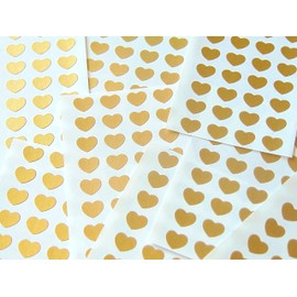 Small 10x8mm (0.4"x0.8") Heart Shape Colour Code Stickers - Packs of 256 Small Coloured Hearts Sticky Labels for Craft, Card-Making & Decoration - 32 Colours Available (Matt Gold)