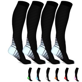 Canotagio 2 Pares de Calcetas Hombre. Calcetines de Compresión para Hombre y Mujer. Calcetas Deportivas Hombre. Calceta para Diabetico o Ejercicio Mejora Circulación. Compression Socks. (S/M, Gris)