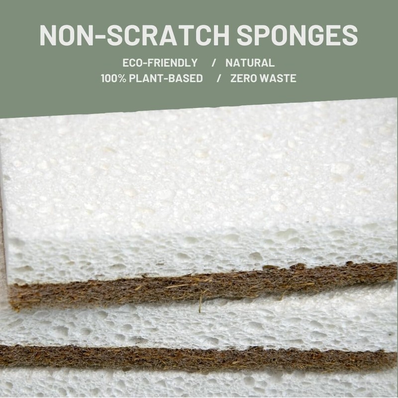 12 Pack Natural Kitchen Sponge - 12 Pcs Plant Based