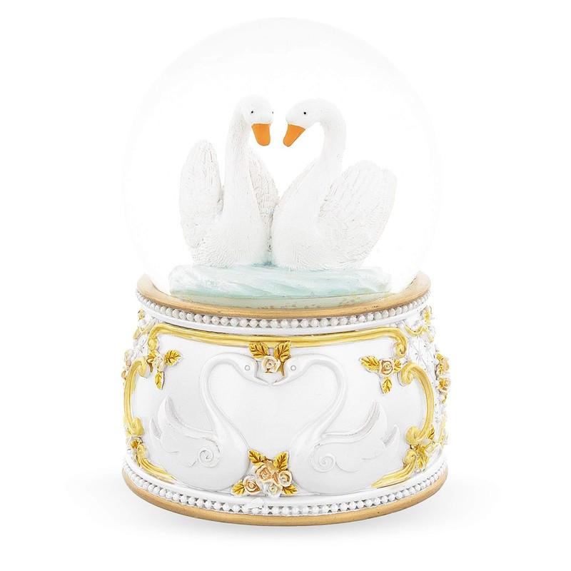 Romantic Swan Spinning Musical Water Snow Globe