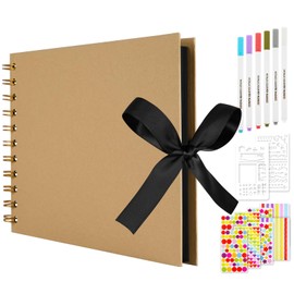 Aolso Scrapbook Photo Albums 30 Black Pages, DIY Memory Album, 21.5 X 15 CM Scrapbooks DIY Photo Album for Baby Child, DIY Gift Scrapbooking Kits, Scrapbooking Albums, Yellow