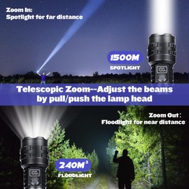 HMFREE Flashlights High Lumens Rechargeable, 1000000 High Lumens Super Bright Handheld LED Flash Light, Powerful Emergency Linternas, Waterproof, Long Lasting, for Hiking Camping Gift