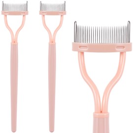 Alpinleux 2 Pcs Metal Eyelash Separator Tool, Eyelash Comb Separator, Mascara Applicator, Lash Separator Tool for Defined Lashes, Brows (Khaki, 5.36''×1.1'')