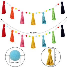 3 Guirnalda de Borlas de Arcoíris Colorido Bohemio Guirnalda de Pompones para Aula Cada Bandera Guirnalda de Arcoíris de 50 Pulgadas con Borla de Pared para Decoración Ducha Guardería Niños Bebé
