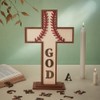 PH PandaHall Wooden Baseball Cross Ornaments for Craft, Table Top
