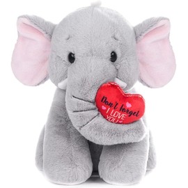 My OLi 20cm Plush Elephant Cuddly Toy Soft Elephant with Red Heart Plush Toy for Baby Kids Boys Girls Lovers Great Bed Nursery Room Decor Wedding
