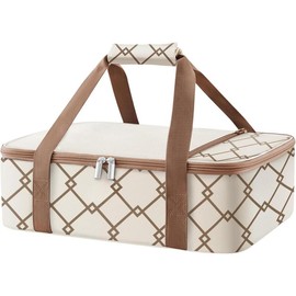 Insulated Casserole Carrier for Hot or Cold Food, Casserole Dish Bag Carrying Case, Lasagna Lugger Holder for Potluck/Parties/Picnic/Cookouts, Fits 9"x13" Baking Dish, Cream - Color: Black, Size: 15.7 x 11.4 x 4.7inch