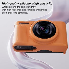 TUOOUT Silicone Case for PowerShot SX740/ SX730 Digital Camera with with Removable Lens Cover and Screen Protector and a Lanyard for PowerShot SX740/ SX730 Accessories -(Orange)