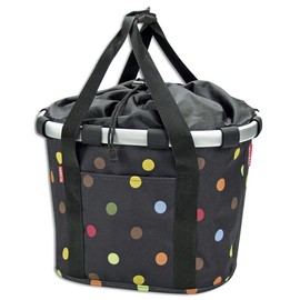 Rixen und Kaul Unisex_Adult Lenker Klappkorb Bikebasket Dots Klickfix Handlebar Folding Basket, Black, 35 x 28 x 5 cm
