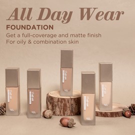 TOUCH IN SOL Pretty Filter Perfect Finish Foundation for Flawless, Natural Look -Lightweight and Full-Coverage Matte Base for All Skin Types-Face Makeup with Natural Ingredients,1.18 fl.oz. (#5 Deep)