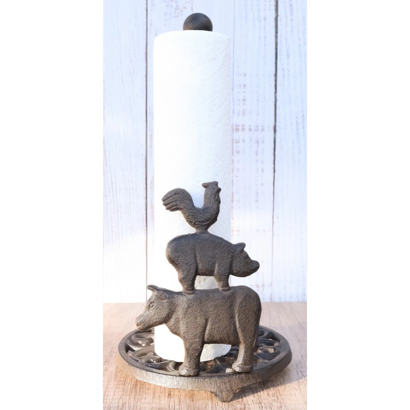 Ebros Gift Cast Iron Rustic Farm Barn Animals Rooster Pig