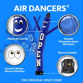 LookOurWay Air Dancers Inflatable Tube Man Set - 7ft Tall Wacky Waving Inflatable Dancing Tube Guy with Weather Resistant Blower Business Promotion - Open Blue