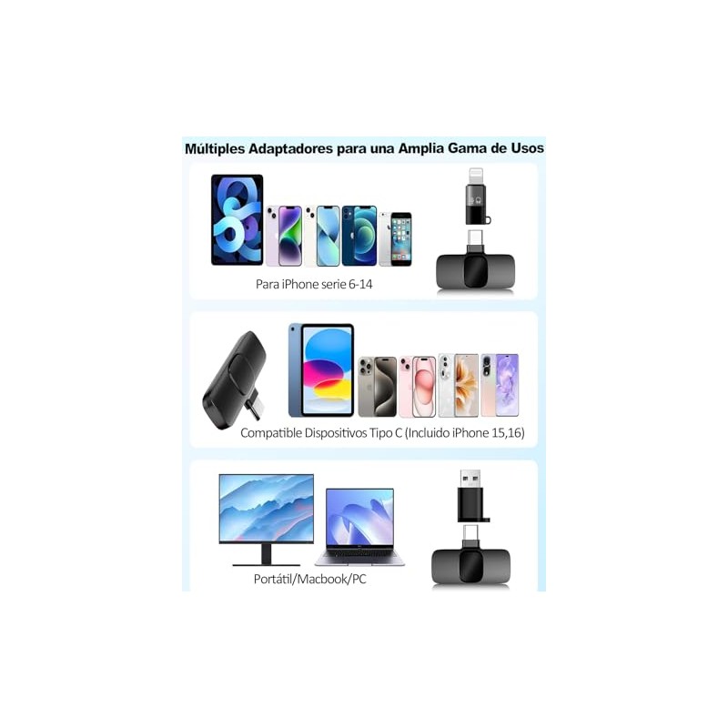Bebeay 2 Pack Micrófono Inalámbrico para Celular-Negro
