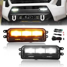 DYNVEX New Switchback Front LED Fog Lights Assemblies for 2024-2025 Toyo-ta Tacoma, Clear Lens Amber Turn Signal Light & White Daytime Running Lights, [More Visibility & Safer] Fog Lamps, 1 Pair