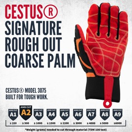Cestus Deep II Grip, Extrication Gloves, PVC Palm, Kevlar-Stitched, Impact Gloves for Men (Red Palm, Medium)