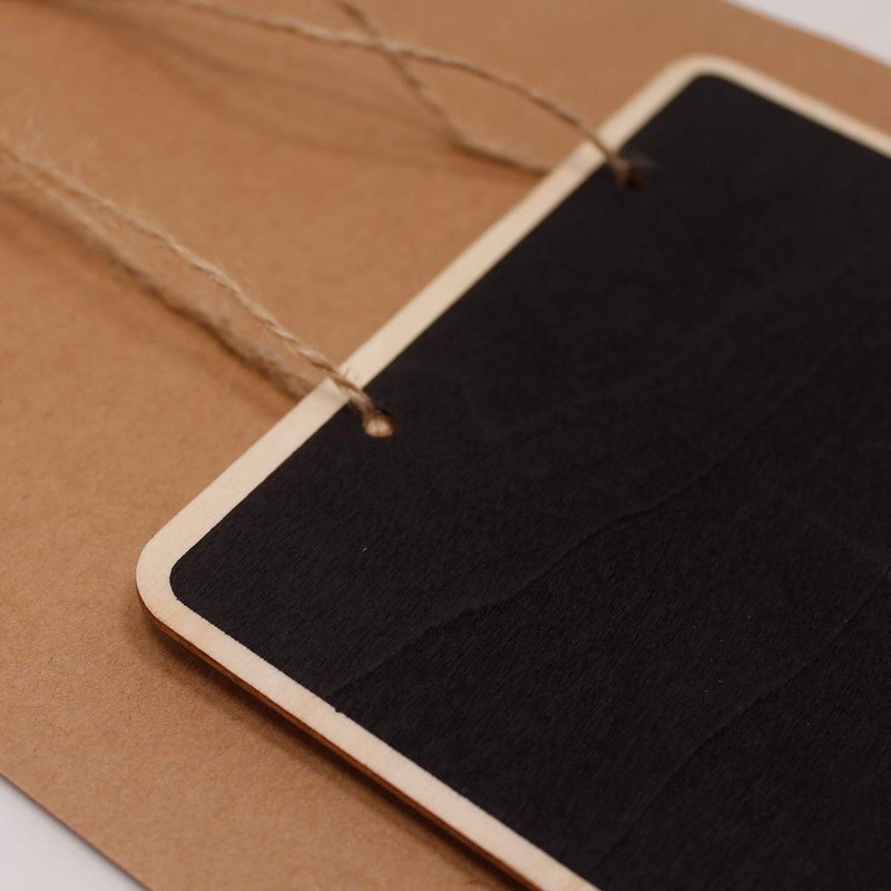 SUPVOX 4pcs Mini Hanging Chalkboard Signs Wooden Frame Rectangle Double-Sided
