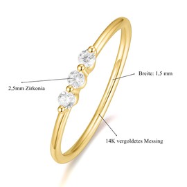 Titaniumcentral 1.5mm Eternity Ring for Women 14K Gold Plated Cubic Zirconia Minimalist Stacking Engagement Promise Ring (Size I)