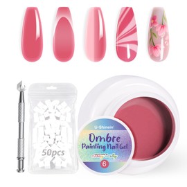 U-Shinein Ombre Gel Nail Polish Set,Colorful Painting Nail Gel with 50Pcs Nail Sponges & 4 Claws Metal Grabber for DIY Nail Art#06 Rose Pink