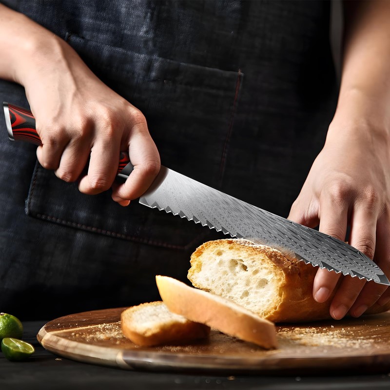 HOSHANHO Bread Knife,8 Inch Serrated Bread Knife Ultra Sharp Damascus