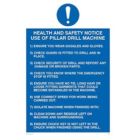 Viking Signs MP304-A4P-V Health and Safety Notice Use Of Pillar Drill Machine Rules Sign, Vinyl, 300 mm H x 200 mm W