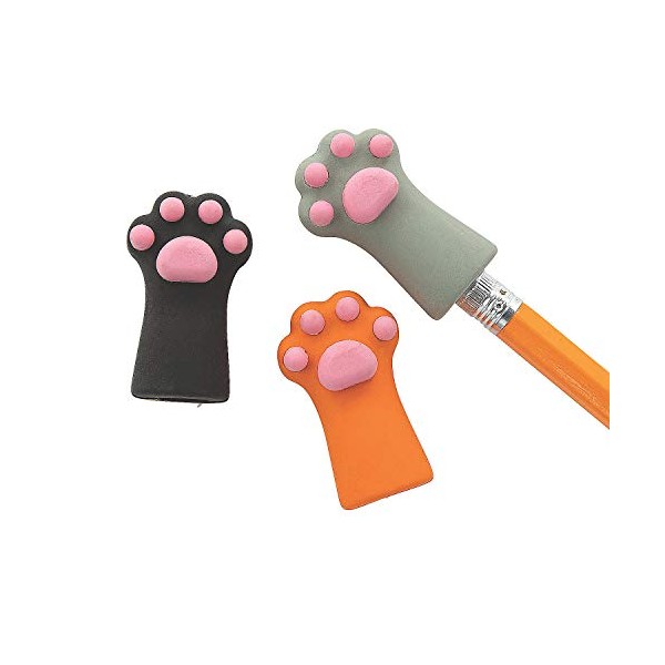 Cat Paw Pencil Top Erasers - Stationery and School Supplies