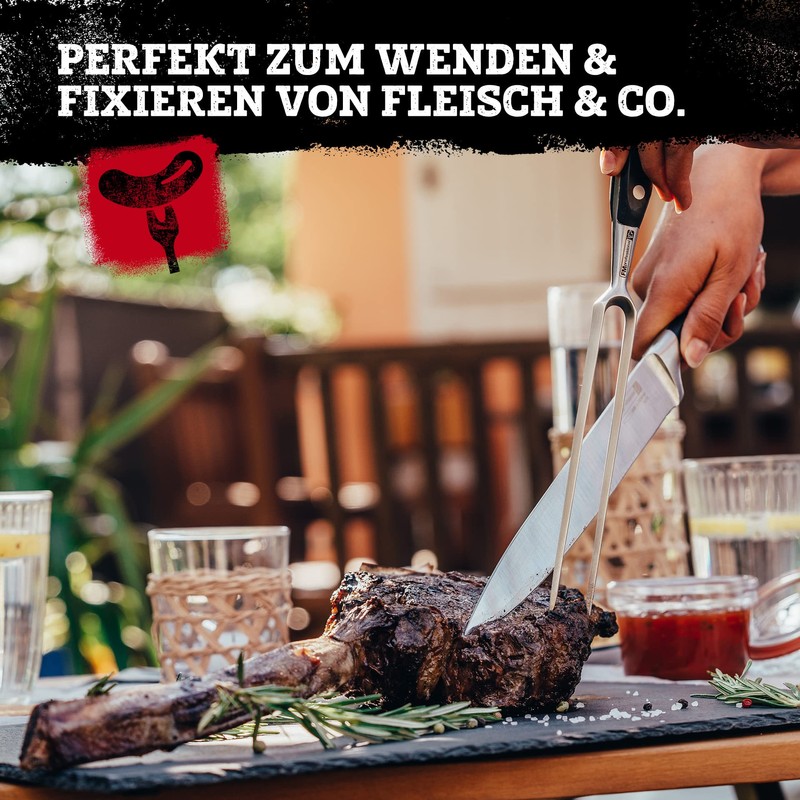 FMprofessional Fleischgabel, Tranchiergabel mit geschmiedetem Funktionsteil aus hochwertigem Edelstahl, robuste