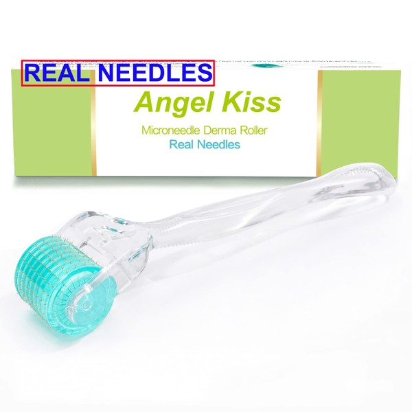 Angel Kiss Dermaroller Derma Roller 0.5mm Real Needles - 192 Titanium Microneedling Derma Roller Micro Needling for Face Body Skin Care Beard Hair Growth