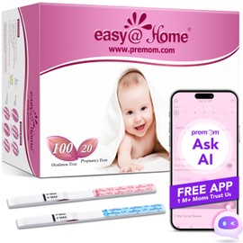 Easy@Home Easy@Home Ovulation & Pregnancy Test Strips Kit: 100 Ovulation Tests 20 Pregnancy Tests Powered by Premom Ovulation APP | 100LH + 20HCG