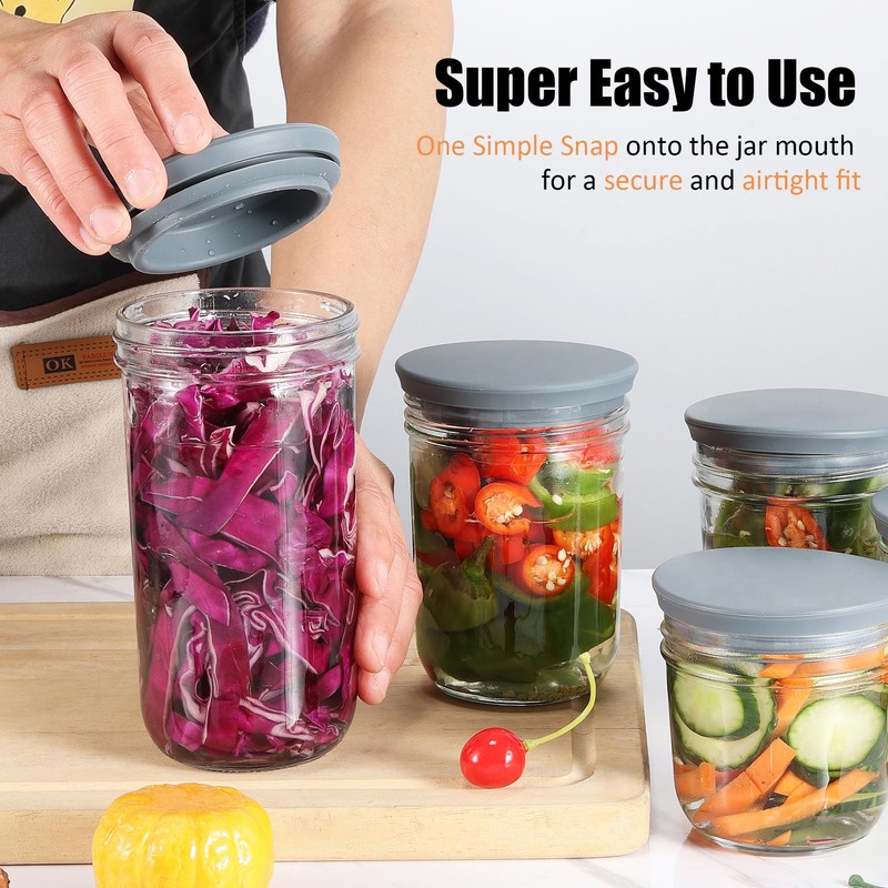 Silicone Fermenting Lids for Wide Mouth Mason Jars Airlock Fermentation