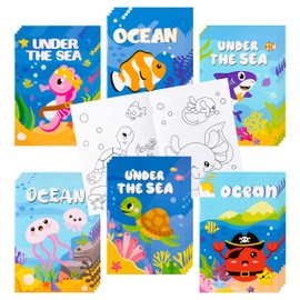 24Pcs Ocean Animals Coloring Books Bulk for Kids Mini DIY Art Drawing Book Set for Shark Seahorse Jellyfish Under The Sea Animal Theme Kindergarten School Classroom Rewards Goodie Bag Filler