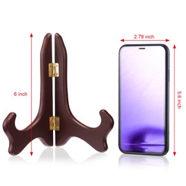 Tatuo 4 Packs Wooden Display Stand Decorative Plate Stands for Display Picture Frame Holder Easels(Red,6 Inch)