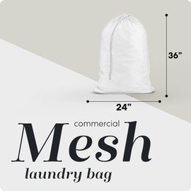 Mesh XL Laundry Bags - Pack of 2 - Large 24" x 36" - Durable, Machine Washable with Secure Drawstring Closure - Perfect for College Dorms, Laundromats, Apartments (White)