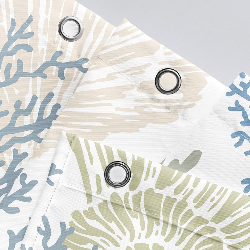 Tritard Extra Long Nautical Coastal Shower Curtain Starfish Seashell Coral
