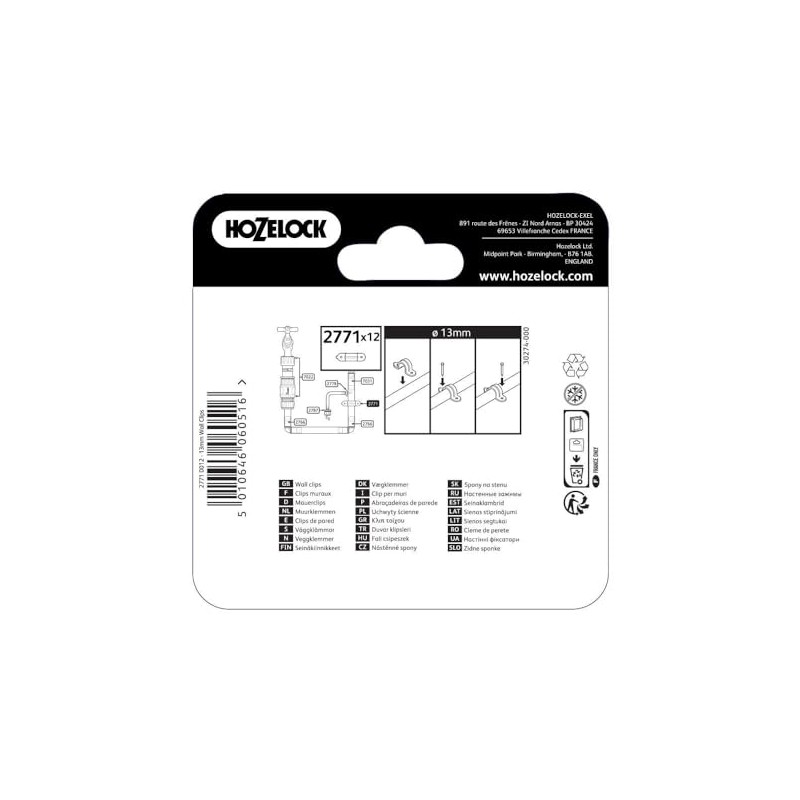 Hozelock Wall Clip 13MM Irrigation Garden Outdoor Garden