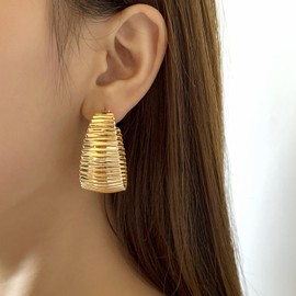 Chunky Gold Hoop Earrings for Women Large Minimalist Vintage Statement Earrings Geometric Boho Earrings Jewelry for Girls
