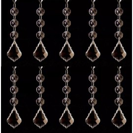 Unbranded Crystal Bead Hangers 3-Beads with Pear Shaped Pendant 4"Long Set of 10