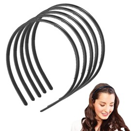 ZYEKIU Pack of 5 Satin Headbands, Plastic Hair Band, Non-Slip Headband, Simple Headband, Hair Bands, DIY Hair Accessories for Girls and Women (Black)
