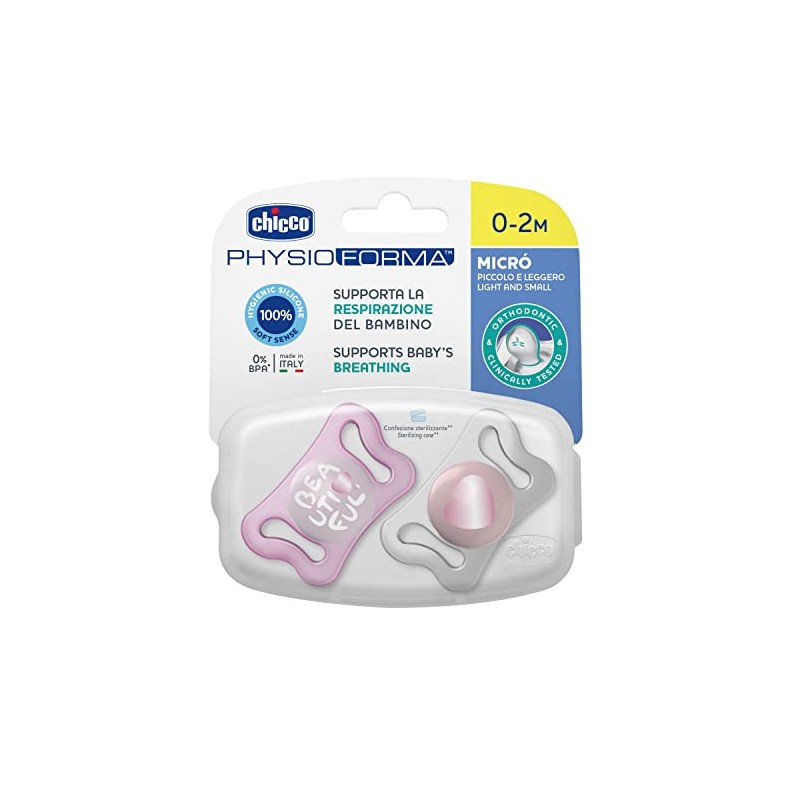 Chicco Chupón Physio Micro Rosa SIL 0-2M - 2UN