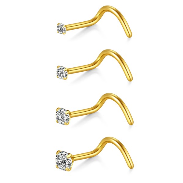 QWALIT Nose Studs Screw Nose Stud 20 Gauge Corkscrew Nose
