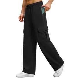 Auxo Mens Sweatpants Open Bottom Baggy Sweatpants Men Fleece Loose Heavyweight Sweat Pants for Men with Pockets Black XL