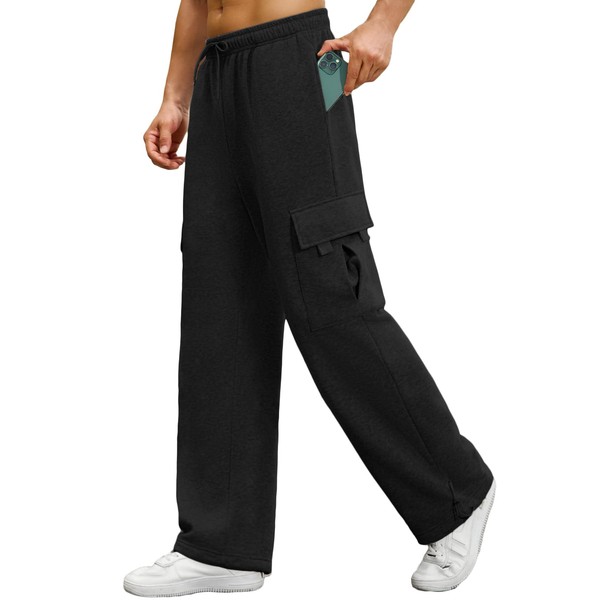 Auxo Mens Sweatpants Open Bottom Baggy Sweatpants Men Fleece Loose