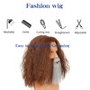 WeKen Men's Shoulder Length Brown Curly Wig with Beard Set