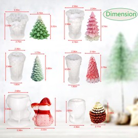 Acxydm 6PCS Christmas Candle Molds - Pine Cone/Snowman Shapes, Resin & Wax Silicone Molds Kit