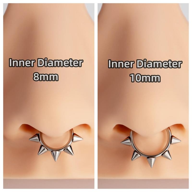 Oufer 16G Titanium Spikes Hinged Septum Piercing Ring Daith Helix