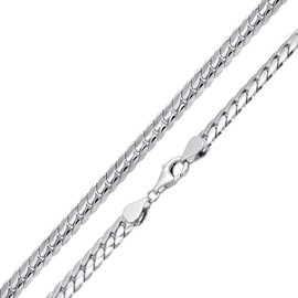 MATERIA by Matthias Wagner Solid Curb Chain Men's 925 Silver Necklace 6 mm Wide Rhodium-Plated K48, Sterling Silver