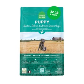 Open Farm, Ancient Grains Dry Dog Food for Puppies, Protein-Rich & Nutrient Dense, 90% Animal Protein Mixed with Non-GMO Fruits, Veggies and Superfoods, Chicken & Salmon Recipe for Puppy, 22lb Bag