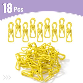 Mr. Pen- PVC-Coated Utility Clips, 2 Inch, 18 Pack, Yellow, PVC-Coated Steel Chip Bag Clips for Sealing Food, Paper Holder, Clothesline Clip for Laundry Hanging, Kitchen Bags, Clothes Pins