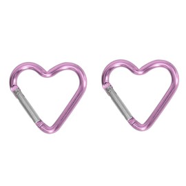 Heart Carabiner Clip, 2Pcs Heart Shape Carabiners Keychain Clips, Snap Hook Key Ring for Camping Accessories, Backpack Water Bottle Aluminum Alloy Accessory and Keychain Carabiners (Light Purple)